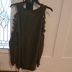 Olive Green cold shoulder sweater